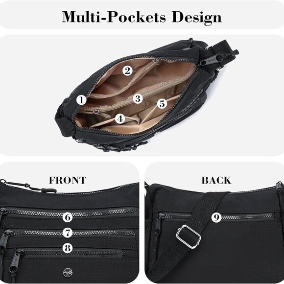 Multi-Pocket Lightweight Handbag - Stylish Crossbody Tote for Daily Adventures - Picture 4 of 8